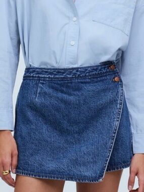 NWT Madewell Indigo Denim Wrap Mini Skort